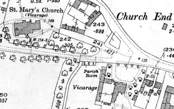 The position of the Vicarage on a map of 1926